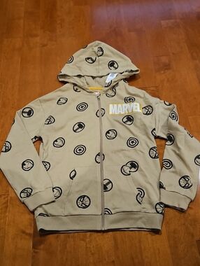 New Big Boy Marvel Beige Zip-Up Hoodie